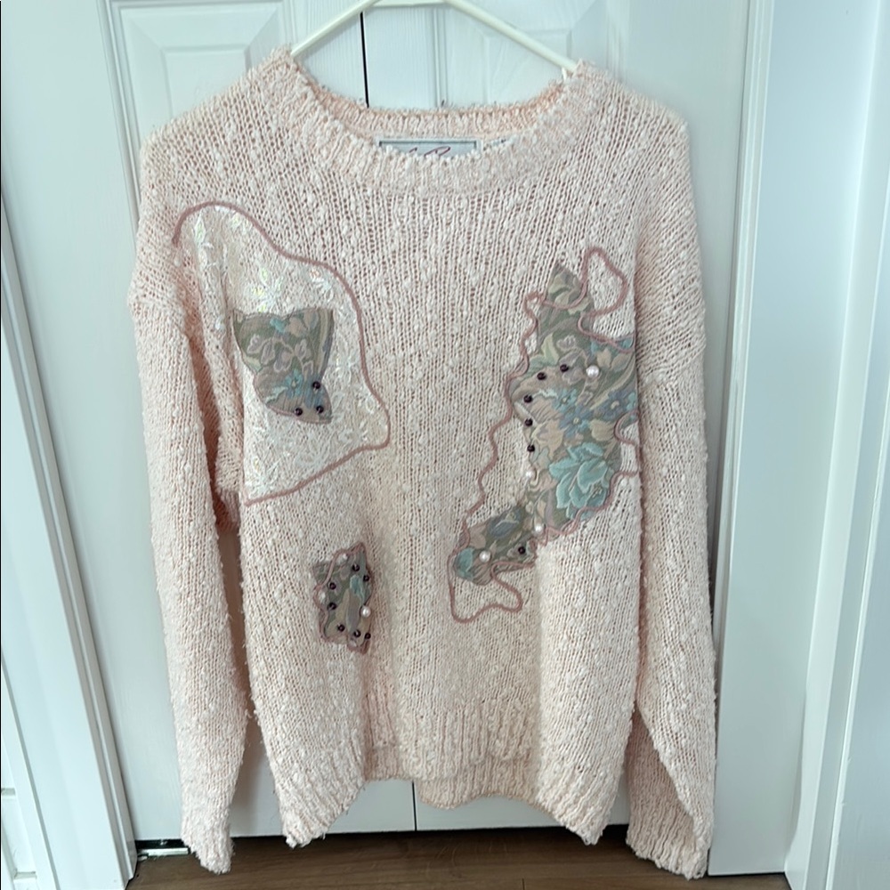 Vintage Crossroads Lace and Bead Sweater